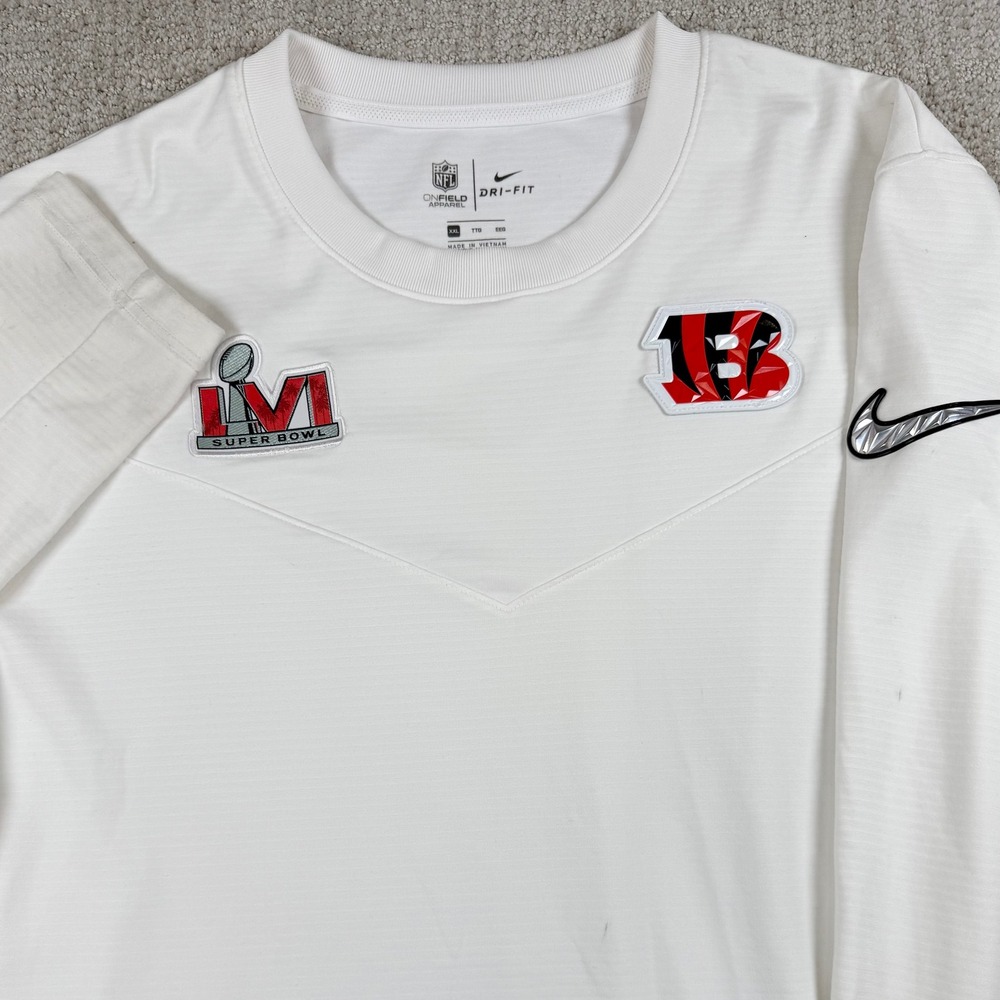 Nike Mens 2XL Cincinnati Bengals Super Bowl LVI 56 On Field Fleece Shirt *Read